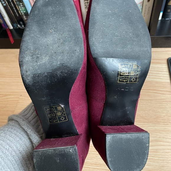 Aldo Burgundy Suede Ankle Sock Boots - Picture 7 of 8